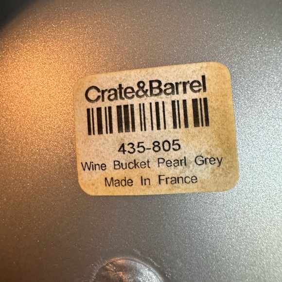 NOS - CRATE & BARREL WINE CHILLING ICE BUCKET PEARL GREY, MADE IN FRANCE 435–805 - Picture 4 of 8